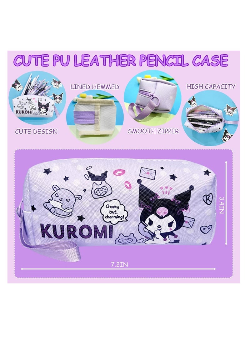 Coolchic School Supplies Set,Cute Stationery Gift Set,Kawaii Back to School Stationary Including A5 Notebook Pencil Case,Pens,Stickers,ID Badge holder,Ruler Eraser Kids Birthday Gifts (Kuromi) - Image 4